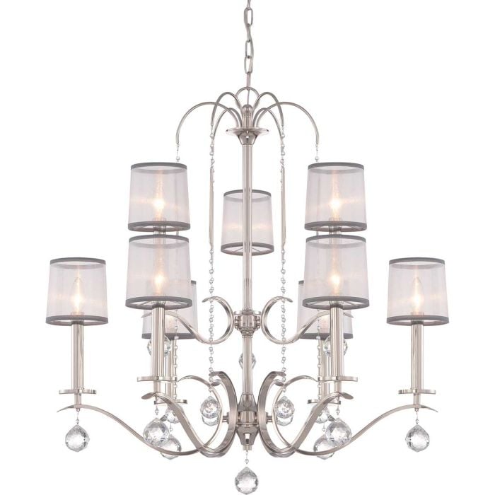 elstead lighting Whitney 9 Light Two Tier Chandelier - Imperial Silver