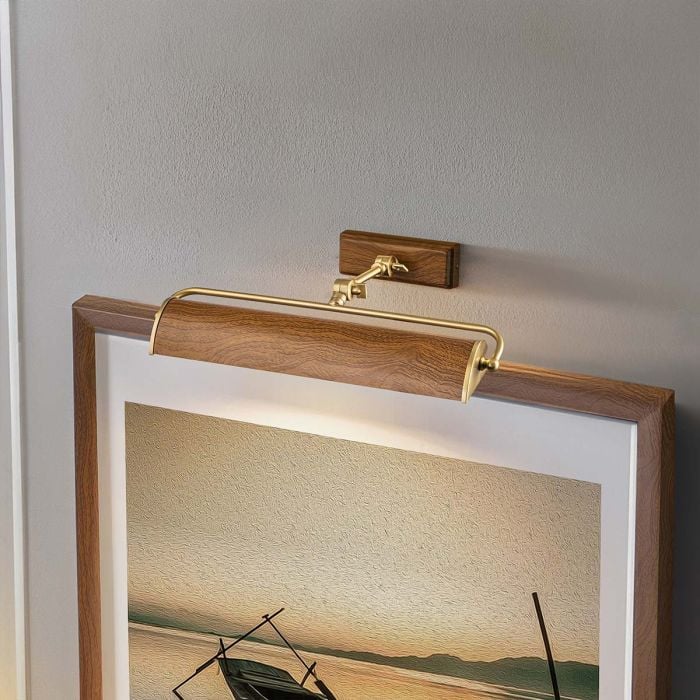 Elstead Lighting Winchfield 2lt Medium Picture Light - Aged Brass & Oak Effect