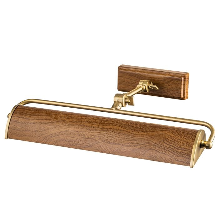 elstead lighting Winchfield 2lt Medium Picture Light - Aged Brass & Oak Effect