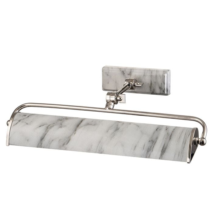 elstead lighting Winchfield 2lt Medium Picture Light - Polished Nickel & White Marble Effect