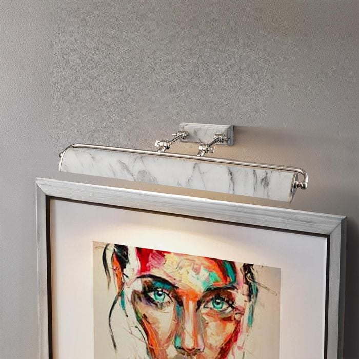 Elstead Lighting Winchfield 4lt Large Picture Light - Polished Nickel & White Marble Effect