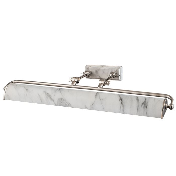 elstead lighting Winchfield 4lt Large Picture Light - Polished Nickel & White Marble Effect
