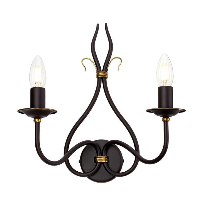 elstead lighting Windermere 2 Light Wall Light - Rust/Gold