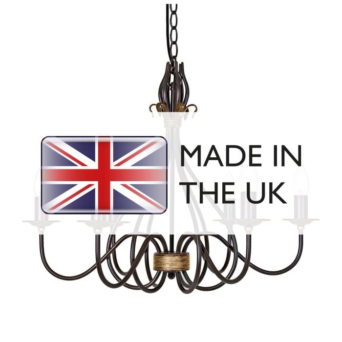 Elstead Lighting Windermere 6 Light Chandelier - Rust/Gold