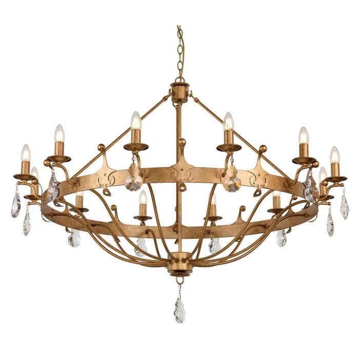 elstead lighting Windsor 12 Light Chandelier - Gold Patina