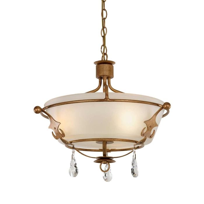 elstead lighting Windsor 3 Light Semi-Flush - Gold Patina