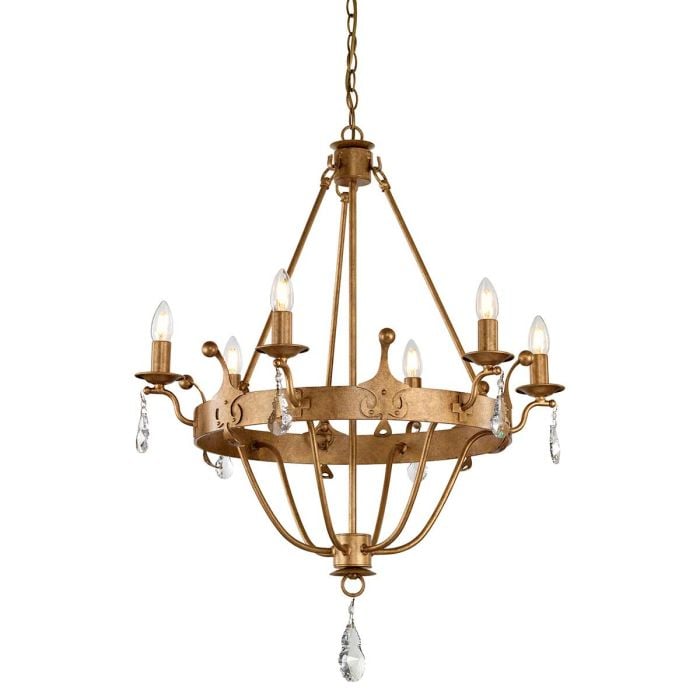 elstead lighting Windsor 6 Light Chandelier - Gold Patina