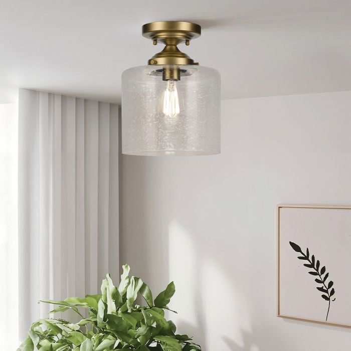 Elstead Lighting Winslow 1 Lt Ceiling Semi-Flush - Natural Brass