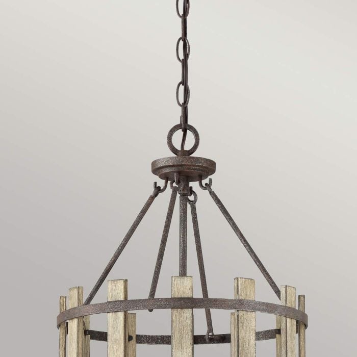 Elstead Lighting Wood Hollow 4 Light Chandelier - Rustic Black