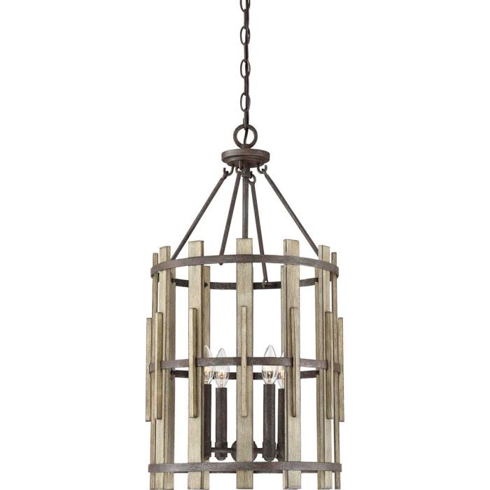 elstead lighting Wood Hollow 4 Light Chandelier - Rustic Black