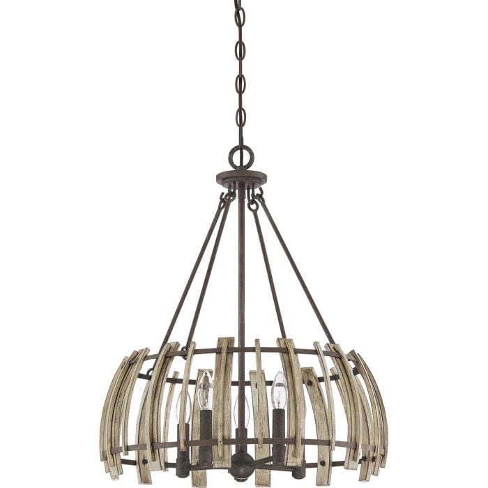 Elstead Lighting Wood Hollow 5 Light Pendant - Rustic Black
