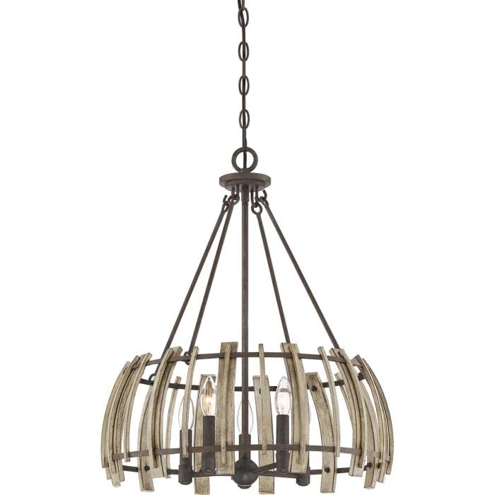 elstead lighting Wood Hollow 5 Light Pendant - Rustic Black