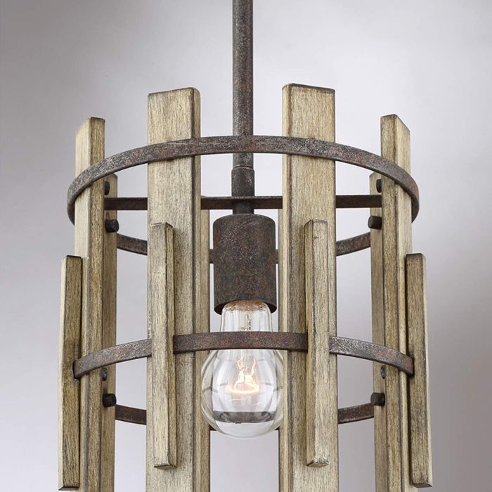Elstead Lighting Wood Hollow Mini Pendant - Rustic Black