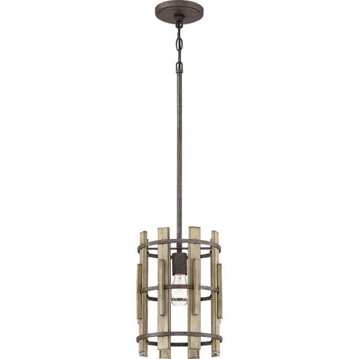 elstead lighting Wood Hollow Mini Pendant - Rustic Black
