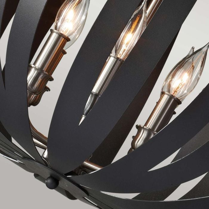 Elstead Lighting Woodstock 6 Light Large Chandelier - Textured Black