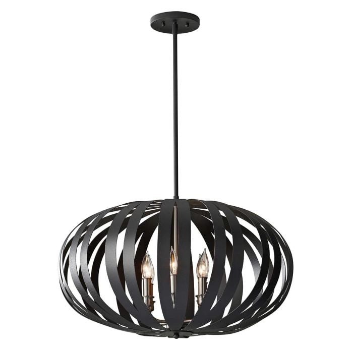 elstead lighting Woodstock 6 Light Large Chandelier - Textured Black