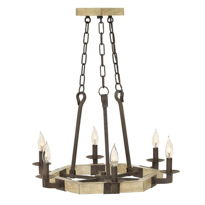 elstead lighting Wyatt 6 Light Chandelier - Iron Rust