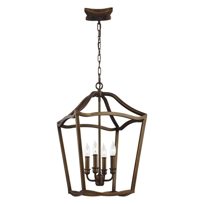 elstead lighting Yarmouth 4 Light Pendant - Painted Aged Brass