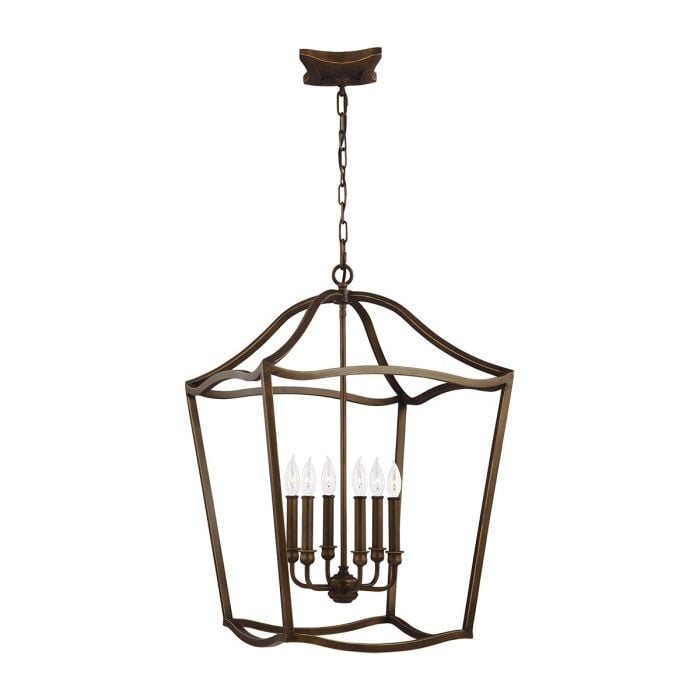 elstead lighting Yarmouth 6 Light Pendant - Painted Aged Brass