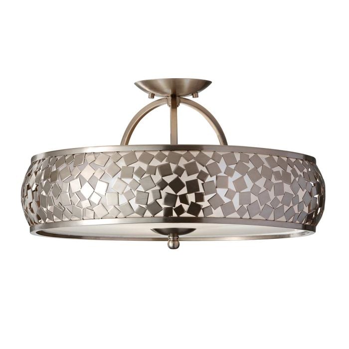 elstead lighting Zara 3 Light Semi-Flush - Brushed Steel