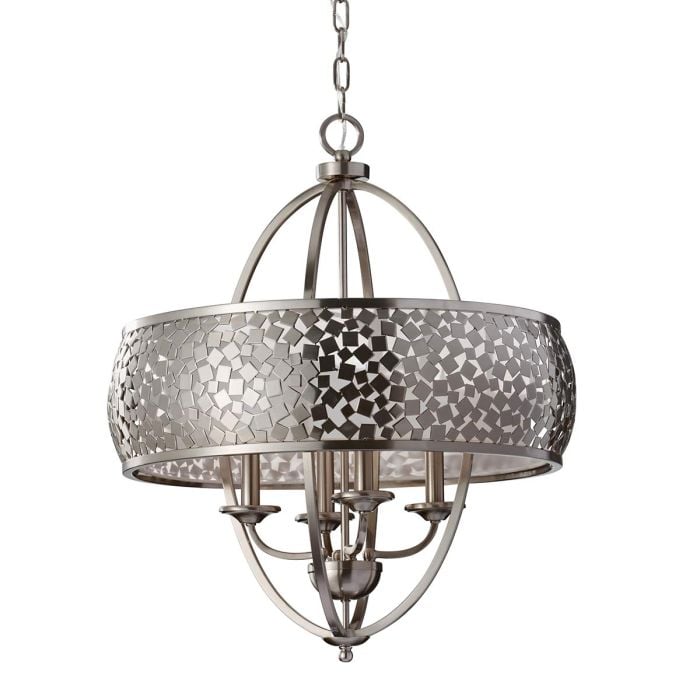 elstead lighting Zara 4 Light Large Chandelier - Brushed Steel