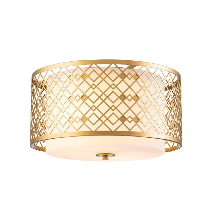 elstead lighting Ziggy 2lt Medium Flush - Lacquered Gold