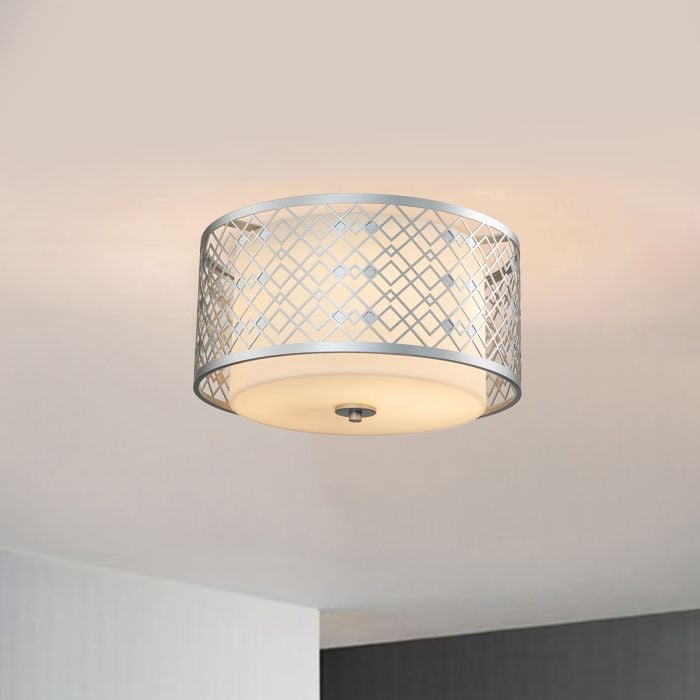 Elstead Lighting Ziggy 2lt Medium Flush - Lacquered Silver