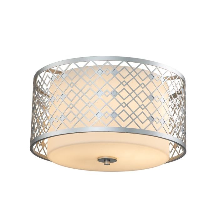 elstead lighting Ziggy 2lt Medium Flush - Lacquered Silver