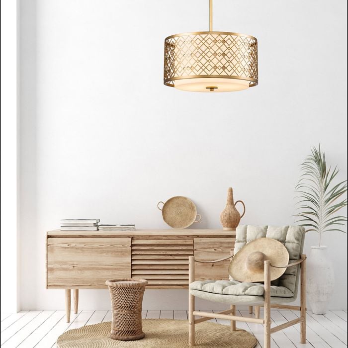 Elstead Lighting Ziggy 2lt Medium Pendant - Lacquered Gold