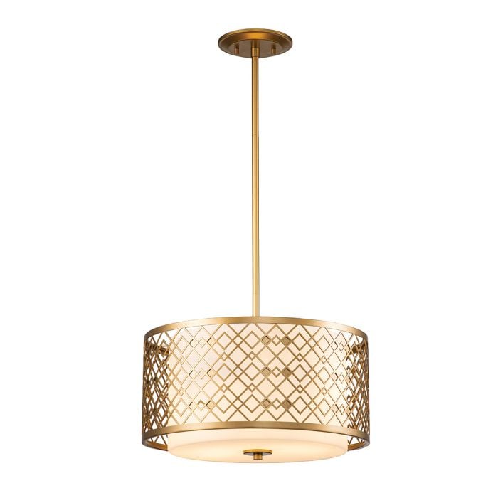 elstead lighting Ziggy 2lt Medium Pendant - Lacquered Gold