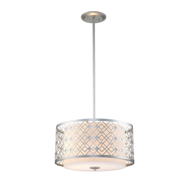 elstead lighting Ziggy 2lt Medium Pendant - Lacquered Silver