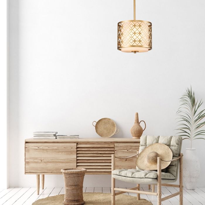 Elstead Lighting Ziggy 2lt Small Pendant - Lacquered Gold