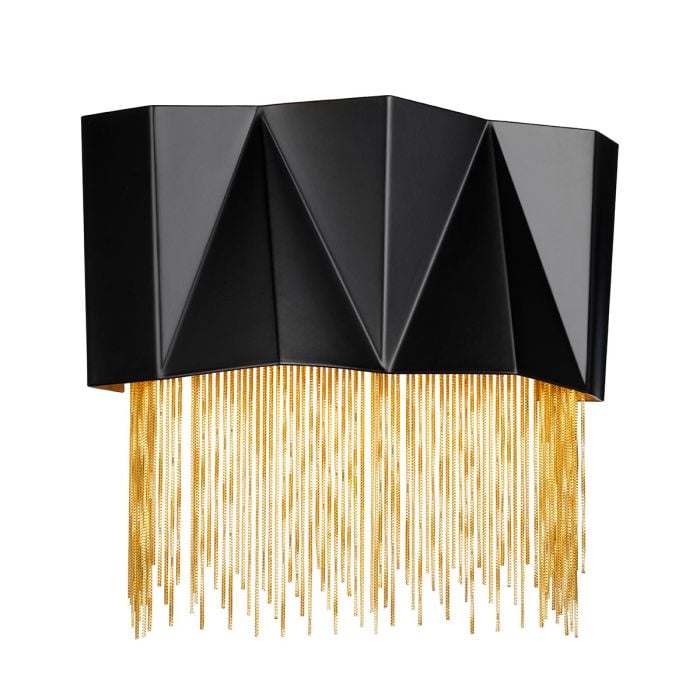 elstead lighting Zuma 3 Light Wall Light - Satin Black/ Gold