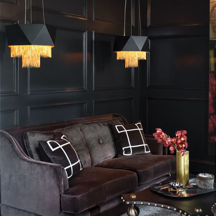 Elstead Lighting Zuma 6 Light Pendant - Satin Black/ Gold