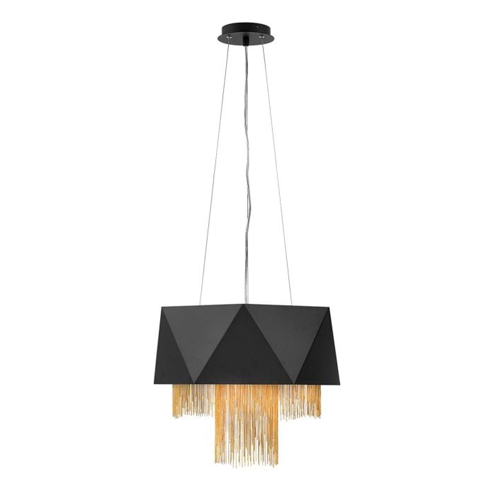 elstead lighting Zuma 6 Light Pendant - Satin Black/ Gold