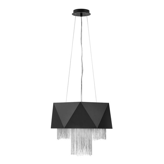 elstead lighting Zuma 6 Light Pendant - Satin Black/ Silver