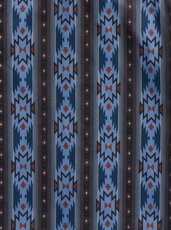 Ely Cattleman Boy's Ely Cattleman Long Sleeve Aztec Print Western Snap Shirt- Blue & Black