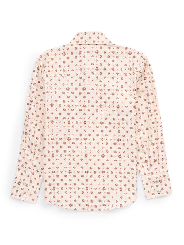 Ely Cattleman Boy's Ely Cattleman Long Sleeve Retro Star Print Snap Shirt- Ecru