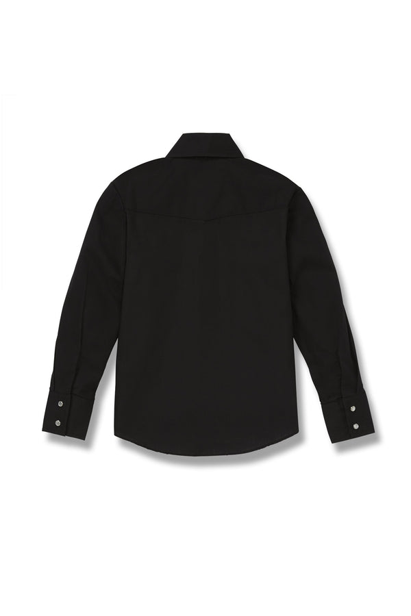 Ely Cattleman Boy's Ely Cattleman Long Sleeve Solid Black Western Snap Shirt