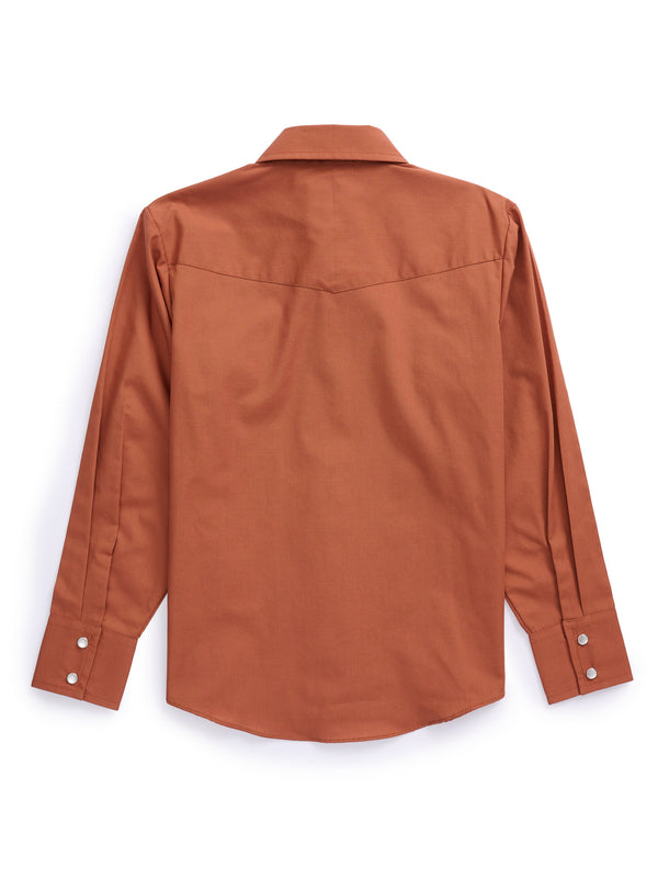 Ely Cattleman Boy's Ely Cattleman Long Sleeve Solid Rust Western Snap Shirt
