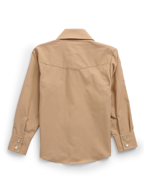 Ely Cattleman Boy's Ely Cattleman Long Sleeve Solid Tan Western Snap Shirt
