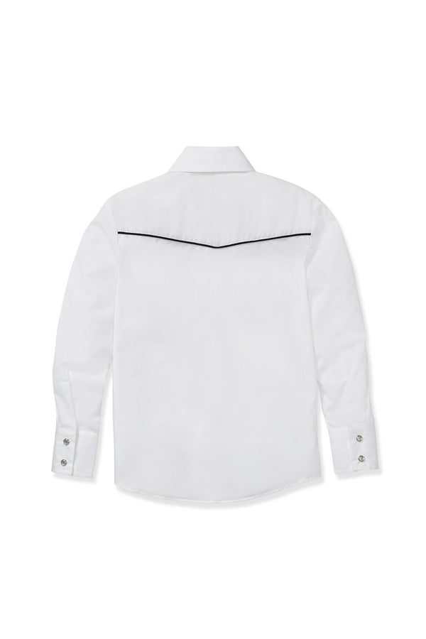 Ely Cattleman Boy's Ely Cattleman Long Sleeve Solid Western Snap Shirt With Black Piping