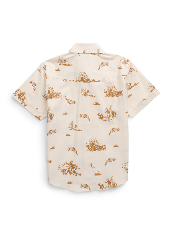 Ely Cattleman Boy's Ely Cattleman Short Sleeve Cowboy Print Snap Shirt