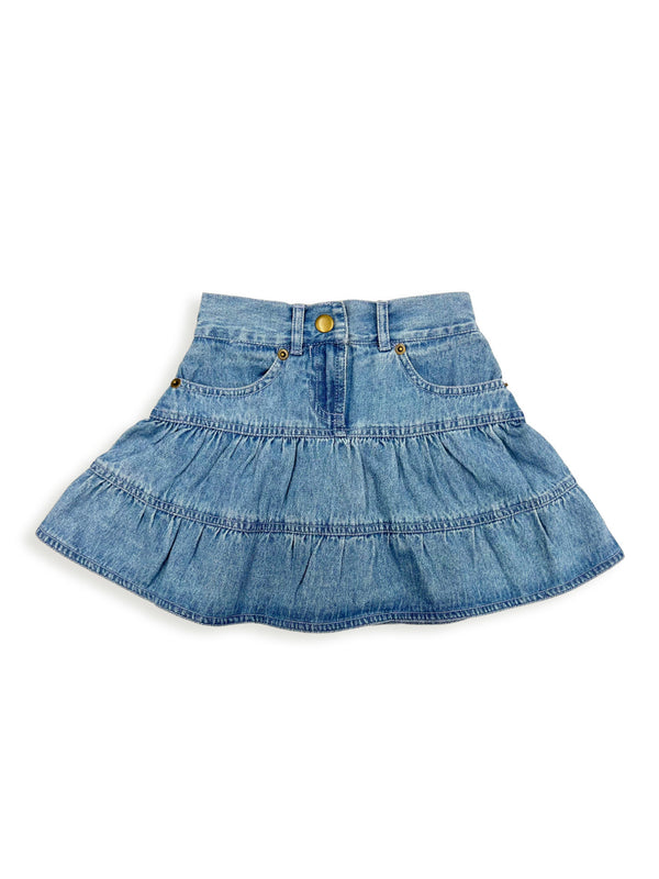 ely cattleman Girl's Tiered Denim Skirt