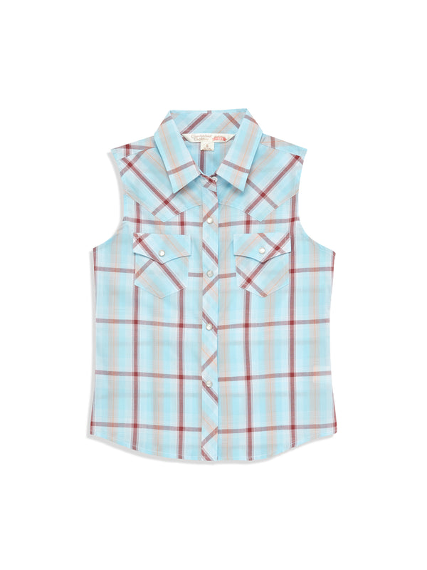 ely cattleman Girl's Ely Cattleman Aqua Plaid Shirt