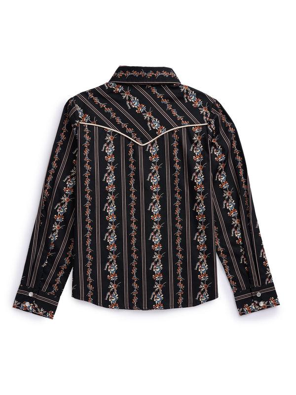 Ely Cattleman Girl's Ely Cattleman Black Wallpaper Floral Print Western Snap Shirt