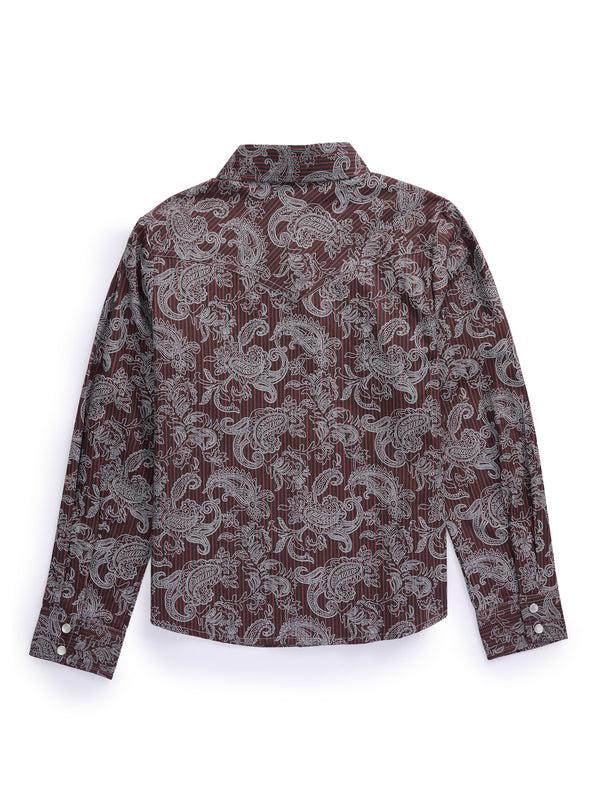 Ely Cattleman Girl's Ely Cattleman Burgundy Paisley Print Western Snap Shirt