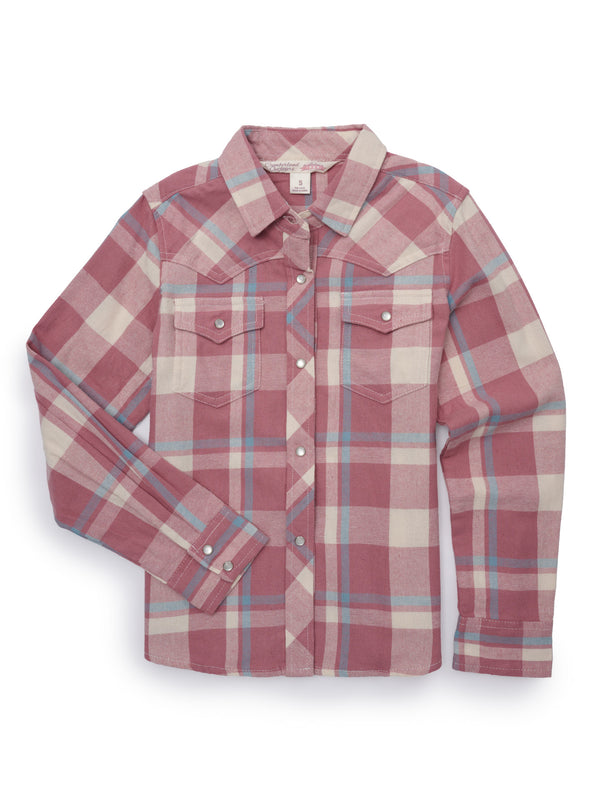 ely cattleman Girl's Ely Cattleman Pink Flannel Western Snap Shirt