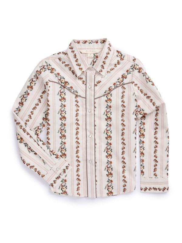 ely cattleman Girl's Ely Cattleman Wallpaper Floral Print Western Snap Shirt