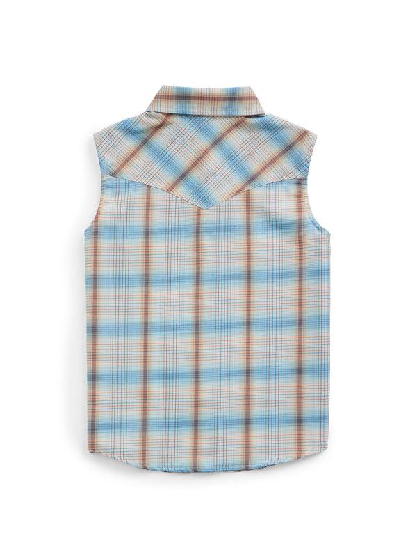 Ely Cattleman Girl's Ely Plaid With Bow Embroidery Sleeveless Shirt